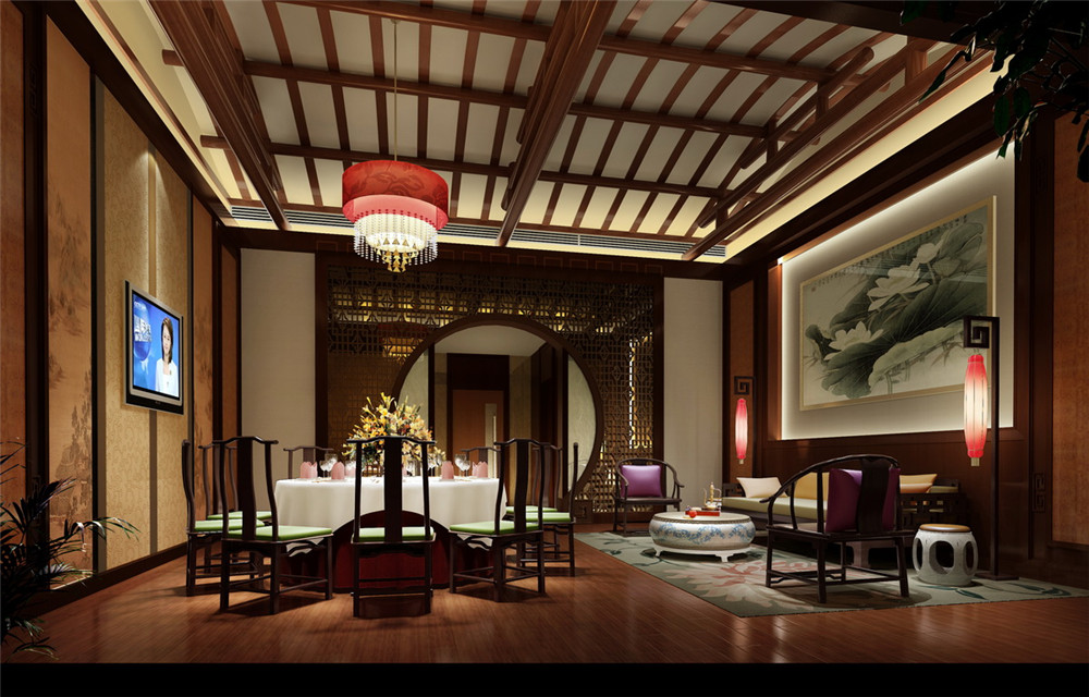 江西南康新都五星酒店中餐厅包房装修设计效果图