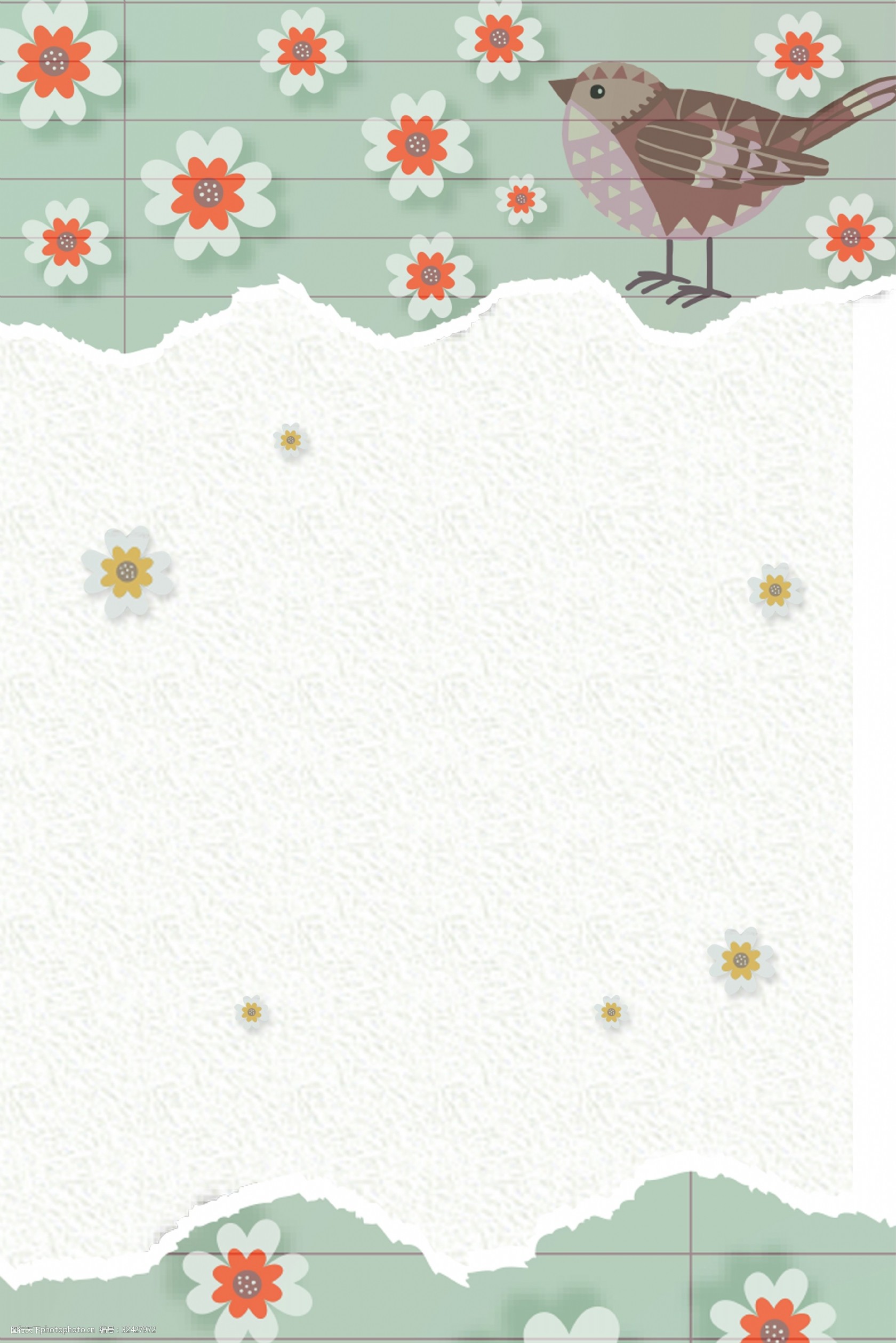 网红ins清新纸质花朵喜鹊海报