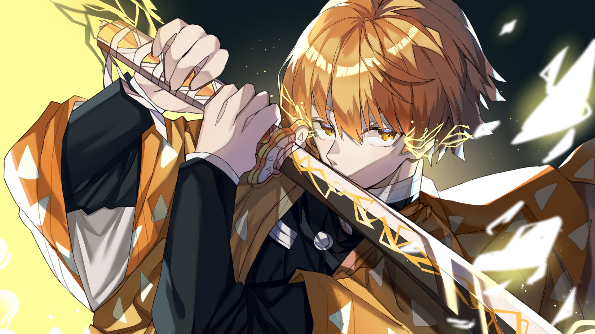 鬼灭之刃我妻善逸高清桌面壁纸-卡通动漫-壁纸下载-美桌网