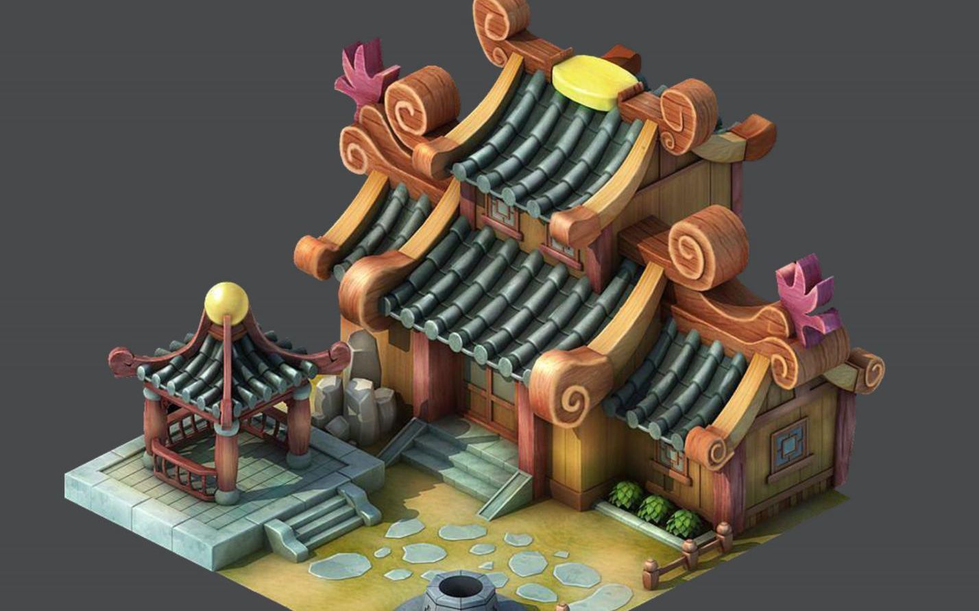 【3dmax建模】零基础制作常见的古风游戏场景 | 建筑建模 布线技巧