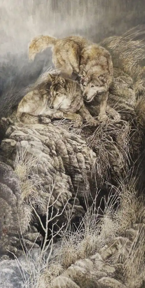 "狼"～肖伟工笔画欣赏