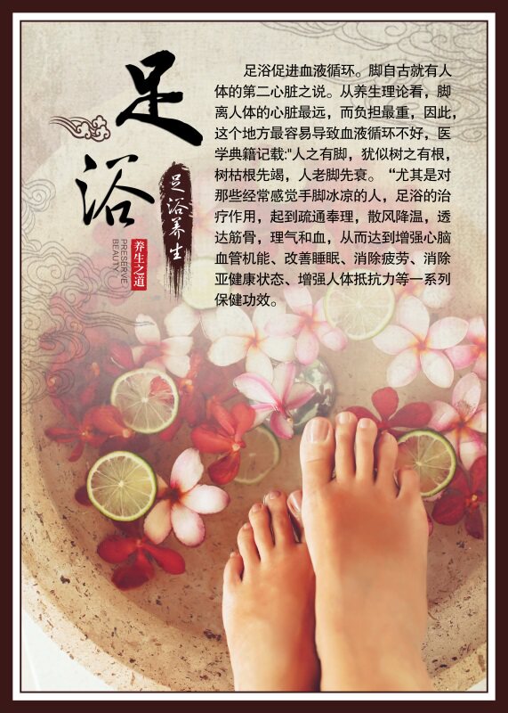 足浴养生足疗海报广告图片中医养生装饰画宣传穴位现代装饰画