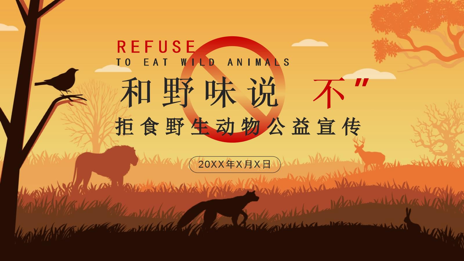 简约风保护野生动物宣传教育精品教育课件ppt模板pptx18页