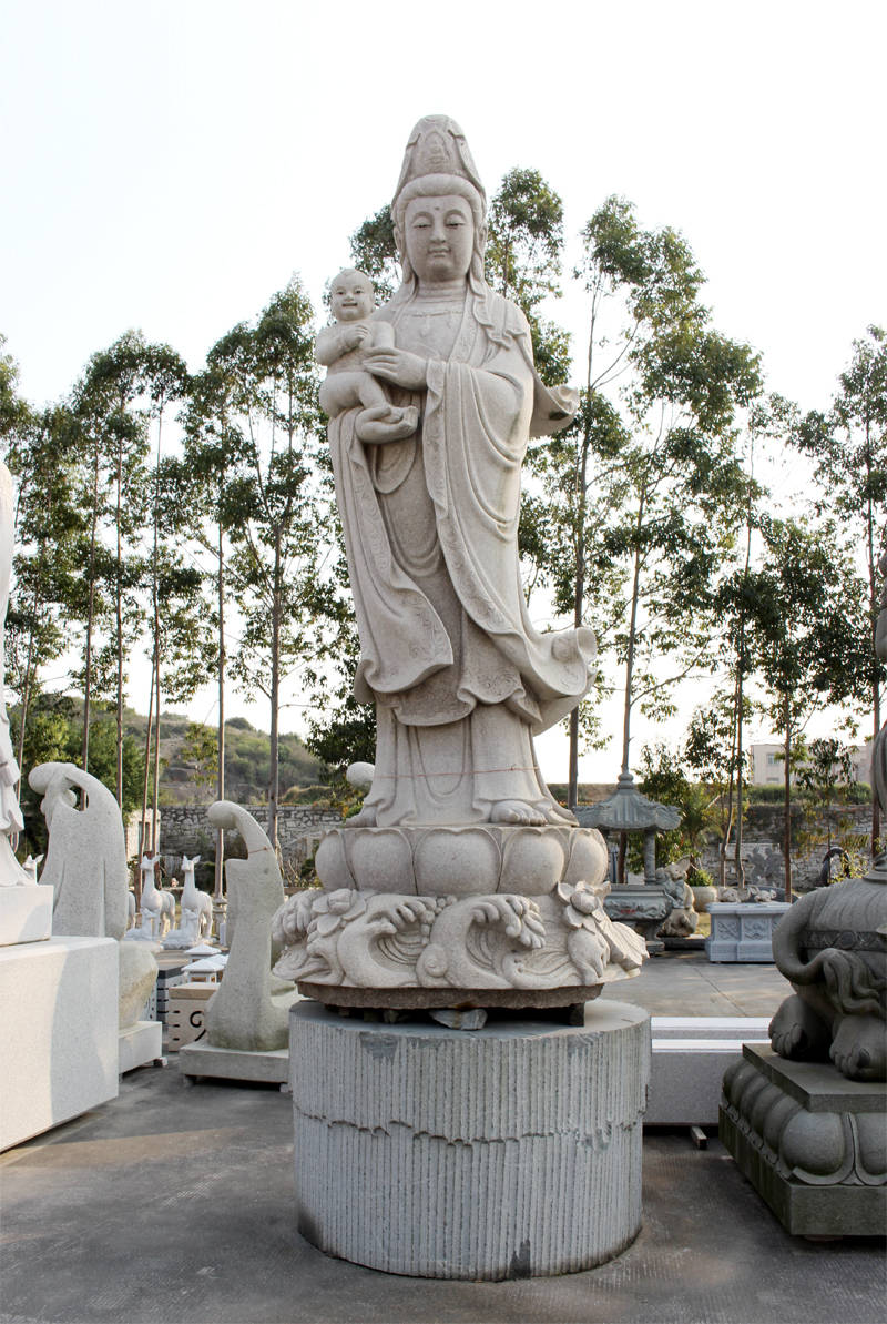 寺庙中的观音石雕佛像图片大全