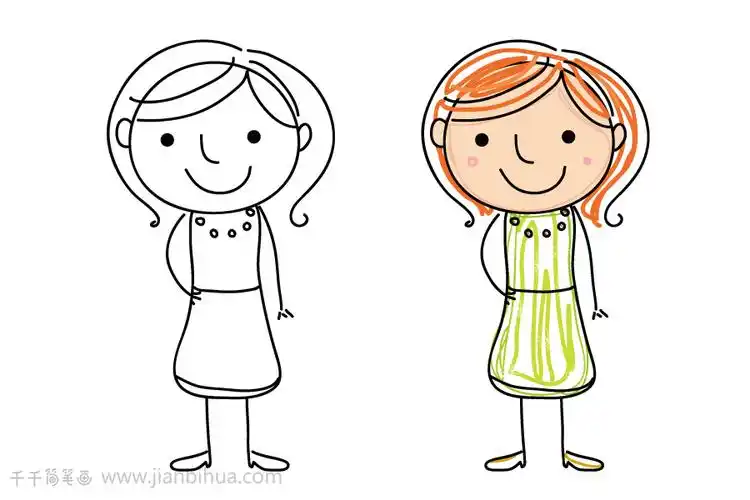 幸福的一家人简笔画图片大全_家庭人物简笔画