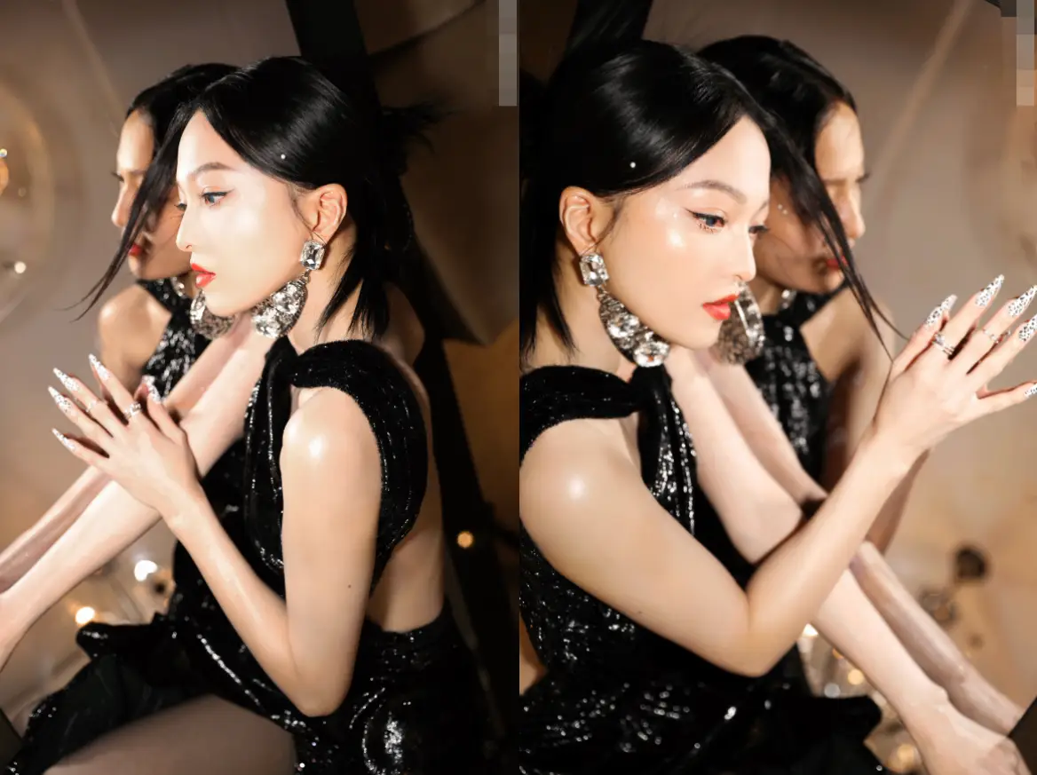 张韶涵的生图也太抗打了气质优雅高贵一袭修身礼裙大秀美背