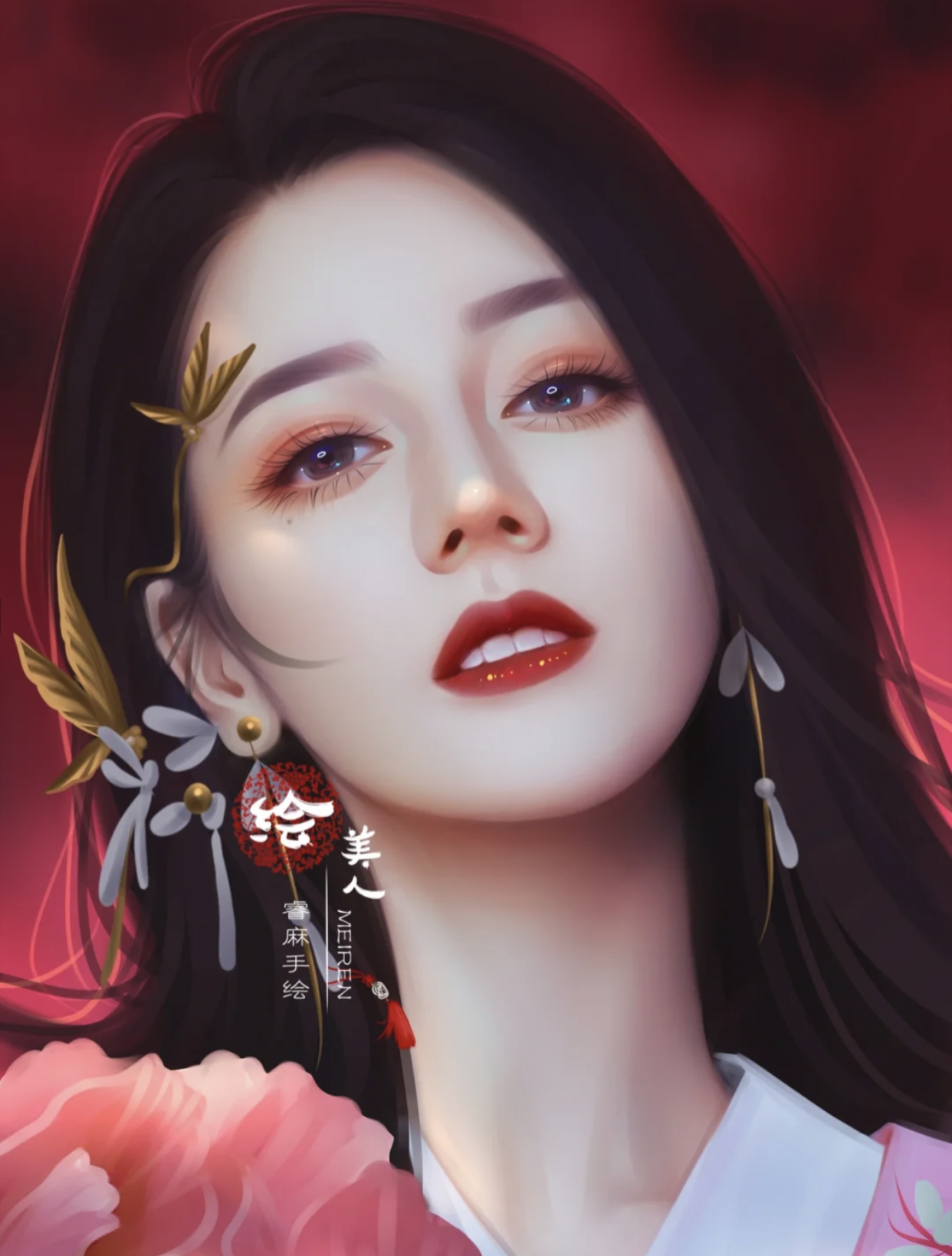 迪丽热巴手绘#热巴的五官明艳大气,每次亮相都会让人眼前一亮