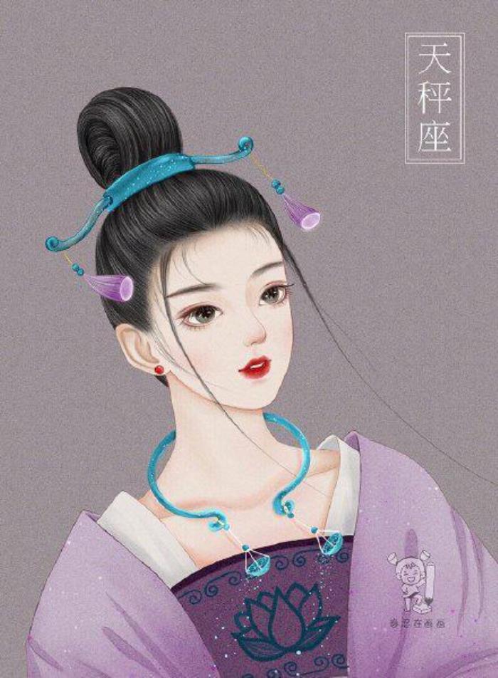 12星座 公主 古装美女图片(画师将12星座画成古风美少女)_可可情感网