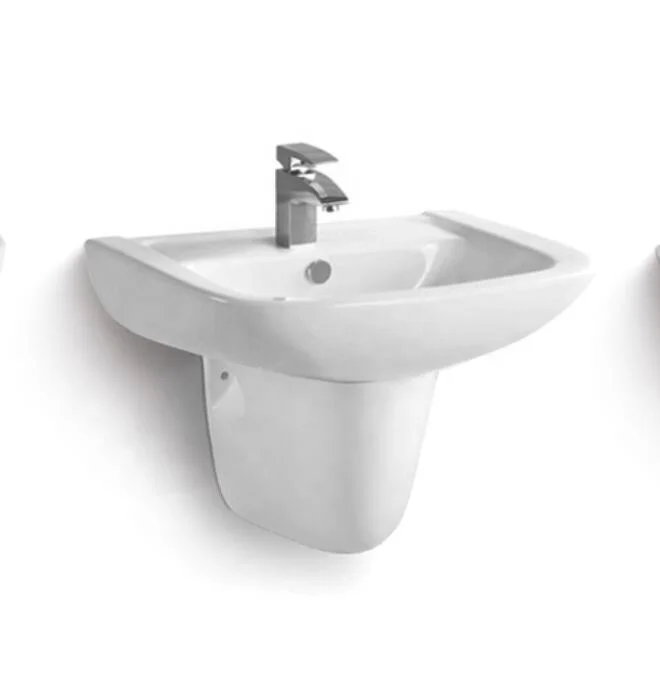 圆形修身边缘浴室墙挂盆陶瓷洗手盆建筑项目卫生洁具出口