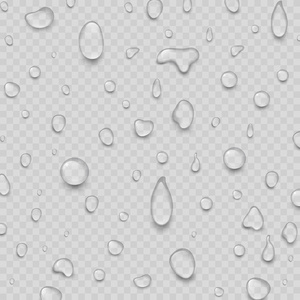 逼真水滴逼真水滴液体透明雨滴飞溅背景矢量图示照片