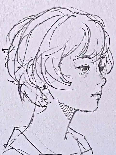 3502 chommang_drawing 女生侧脸速写    来源:无为#画画#美术生