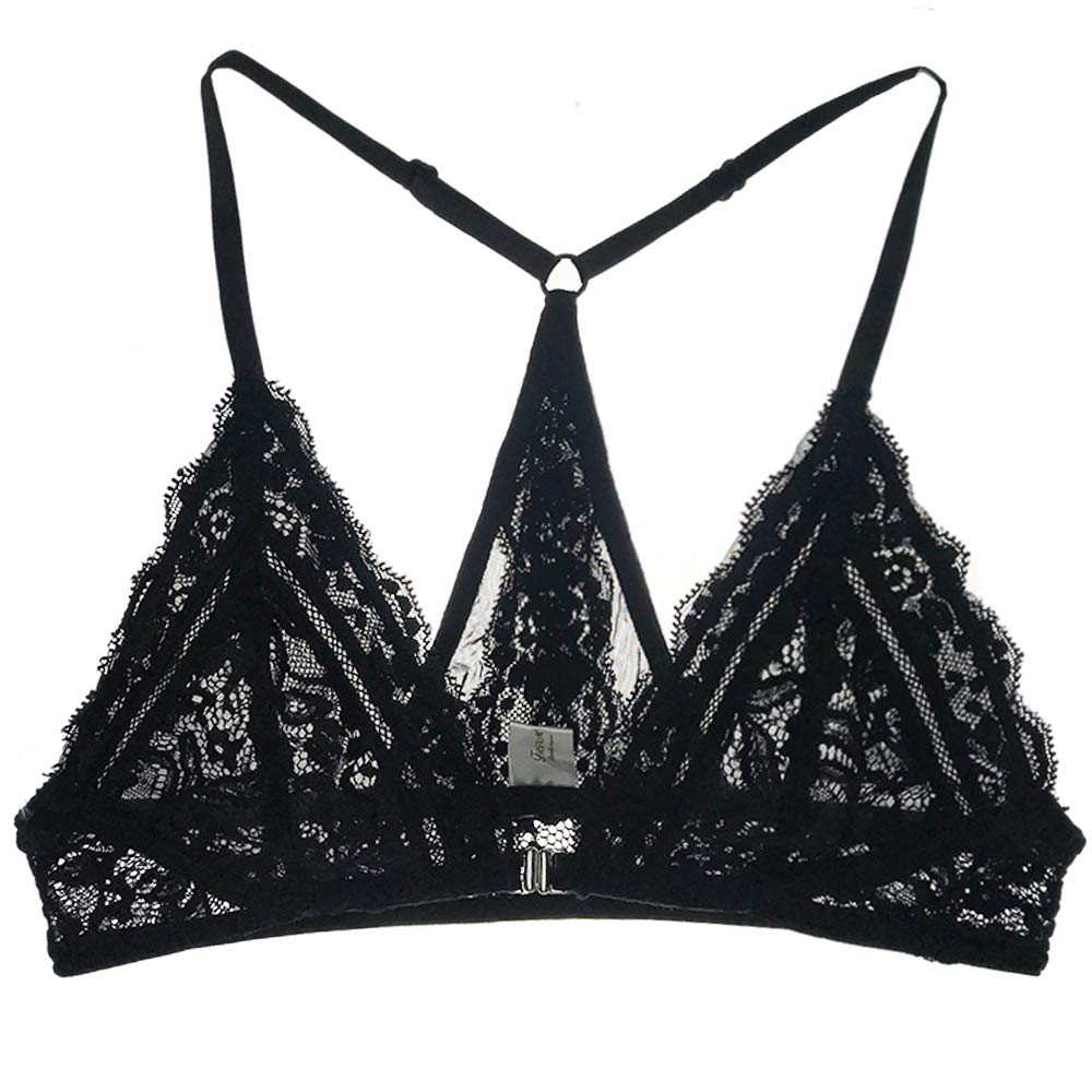 蕾丝bralettes 女士前开合工字背无线新娘文胸性感无线内衣