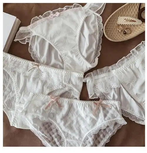 女生底裤白色内裤女性感蕾丝诱惑网纱低腰三角裤ins日系甜美棉质少女