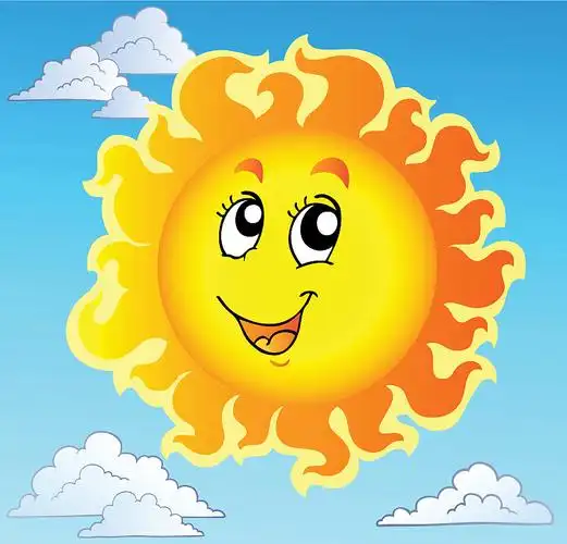 可爱的卡通太阳与云彩