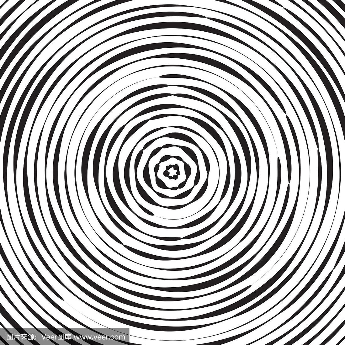 黑白同心线圈背景或波纹效果
