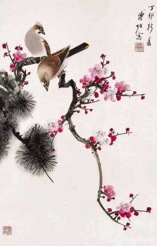 溥佐梅花工笔画作品,值得收藏的优秀国画