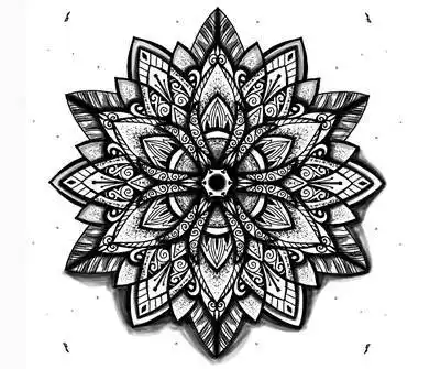 27张黑白曼陀罗纹身手稿素材图案
