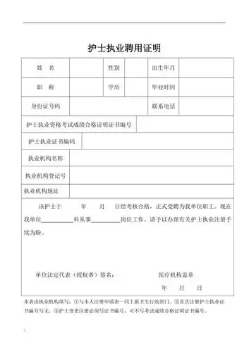 护士执业聘用证明正规格式