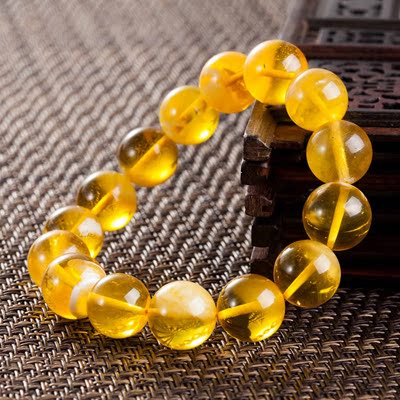 天然琥珀 金绞蜜蜡手串 14mm 0961