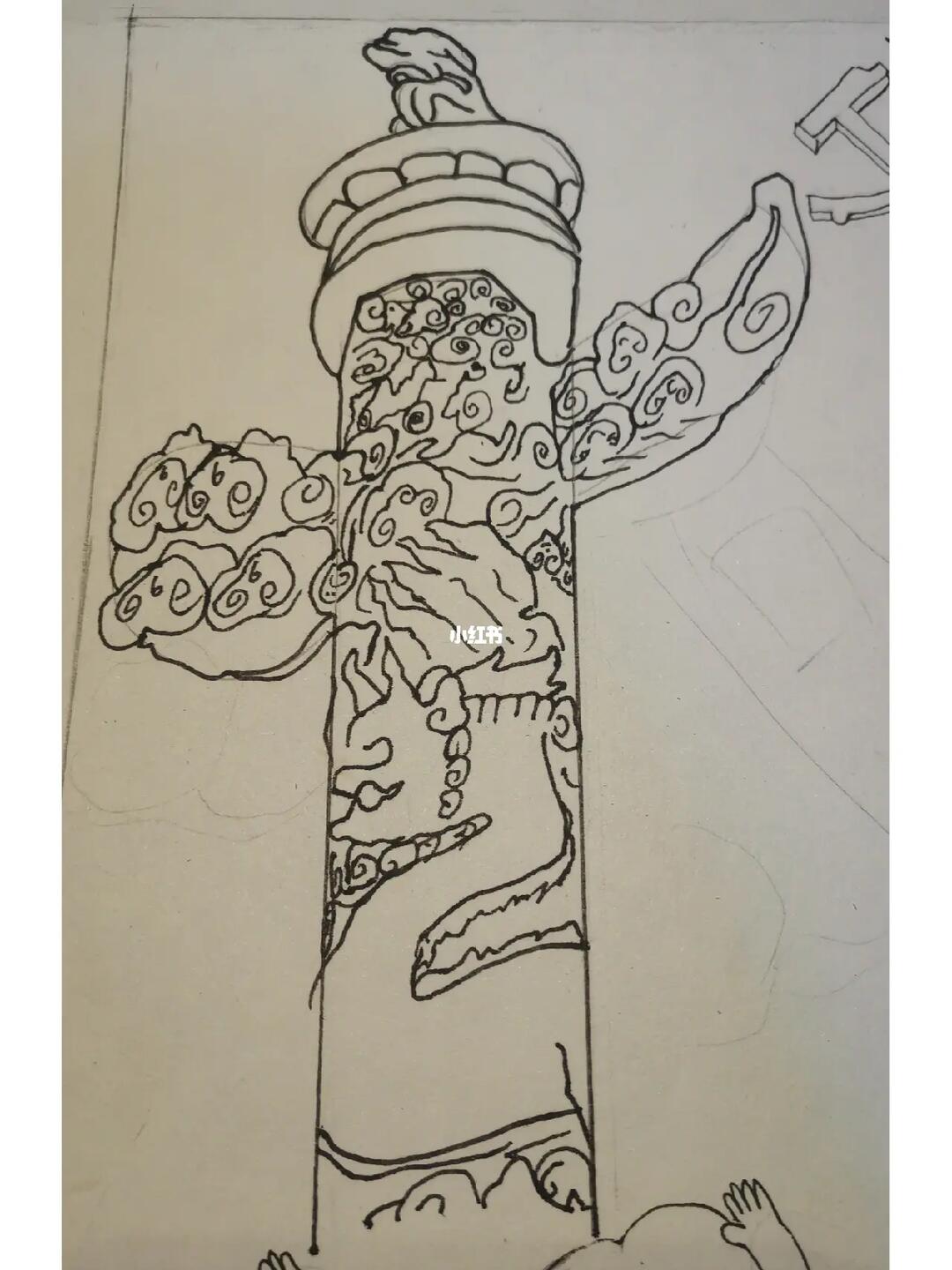 华表柱简笔画