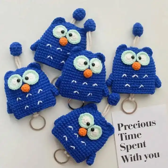 纯手工钩织猫头鹰钥匙包车钥匙保护套 - 抖音