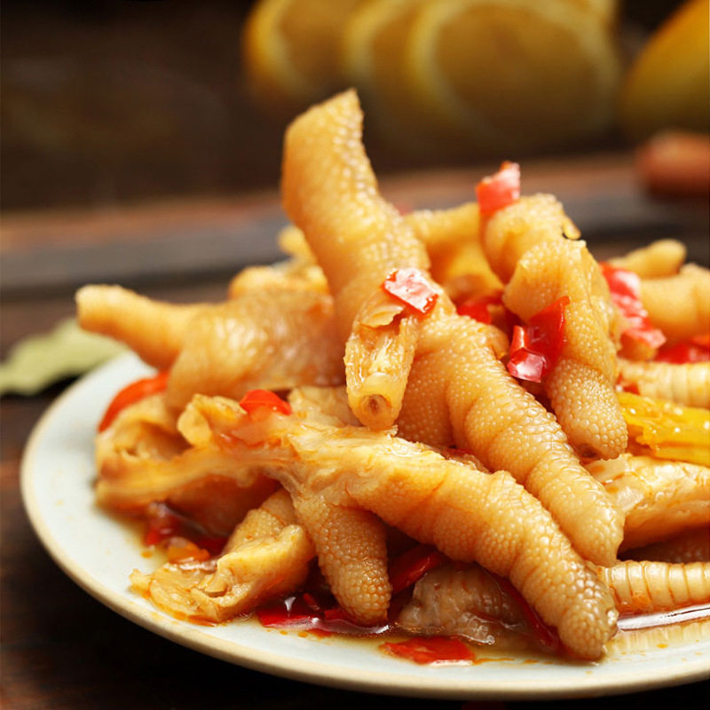 袁方柠檬酸辣无骨鸡爪开袋即食凉菜小吃下酒菜酒店餐饮脱剔骨鸡爪