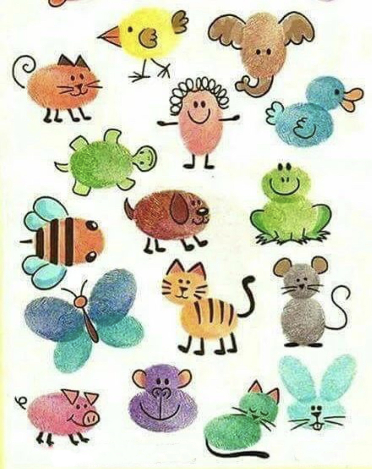 超可爱80个创意指纹画好玩有趣幼儿园亲子 最可爱最齐全收藏我这一篇