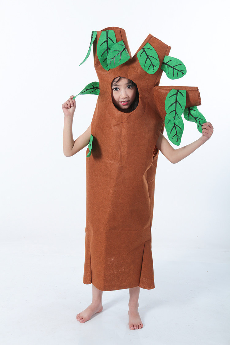 儿童环保树服装 大树小树豹纹猎人野人原始人披风森林爷爷童话剧