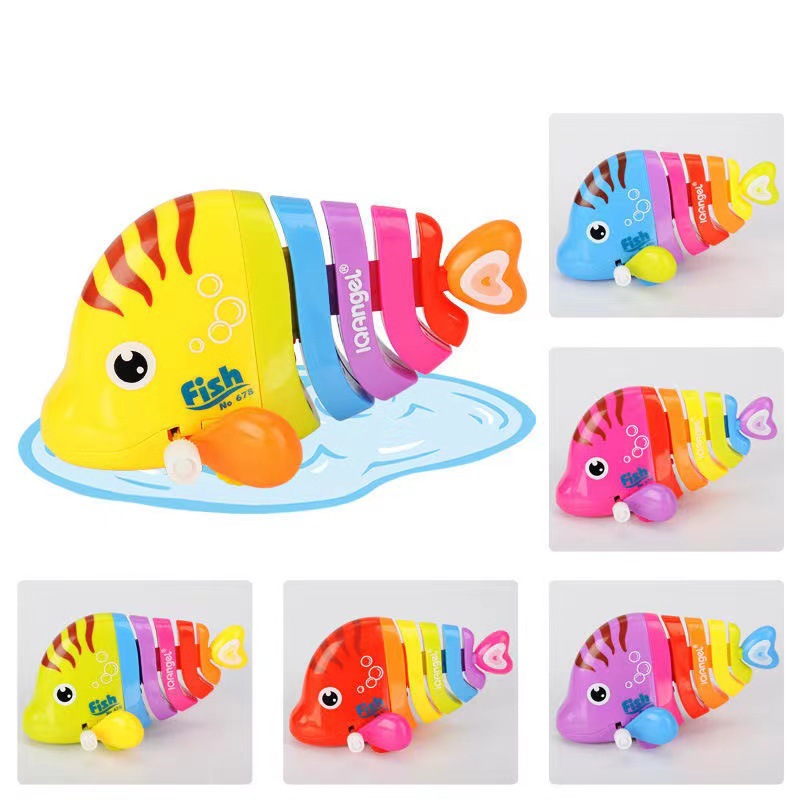 儿童上链发条七彩鱼 会摇尾巴游走卡通摇摆鱼地摊玩具热卖-阿里巴巴