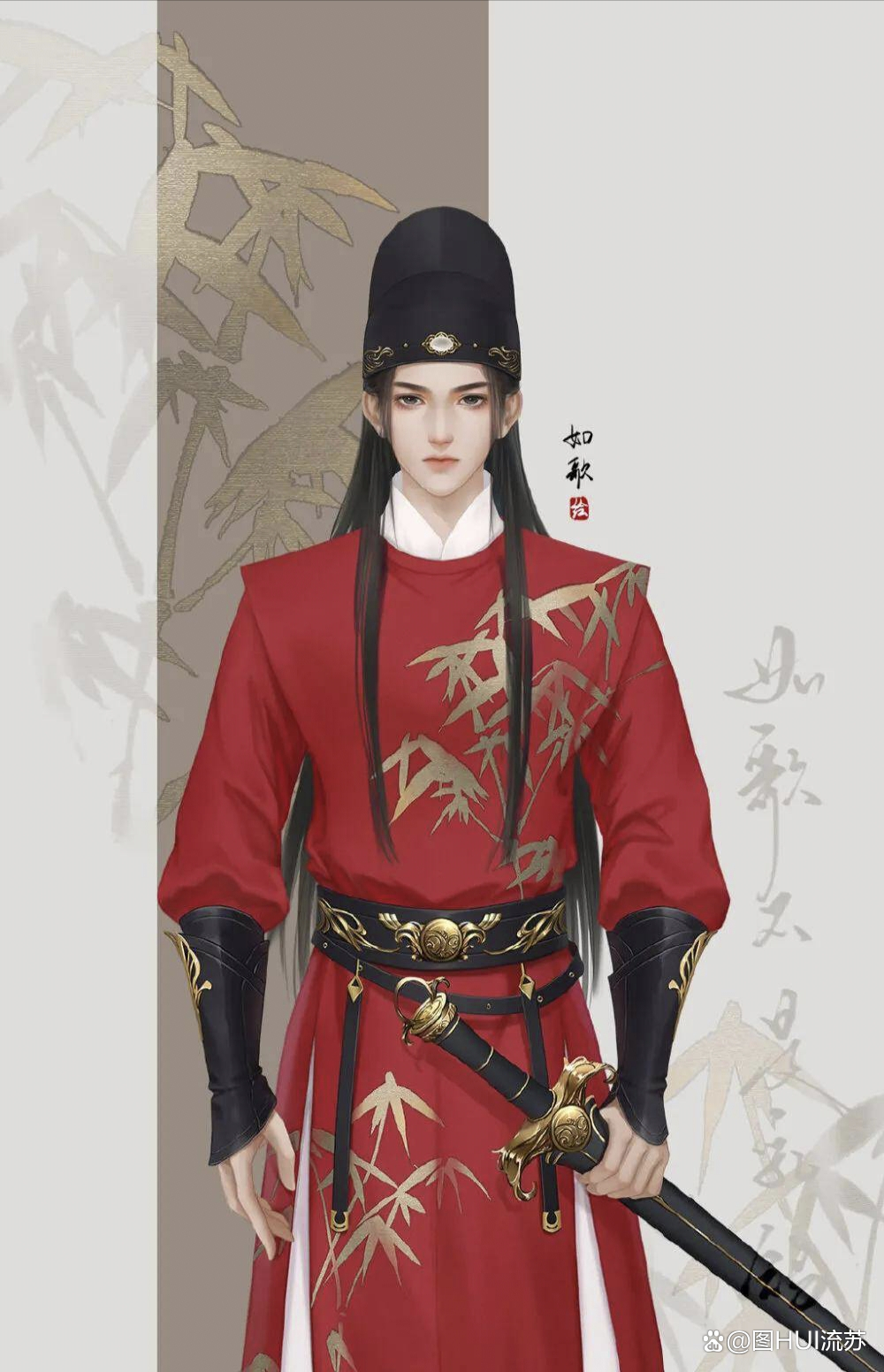 古风红衣美男子壁纸