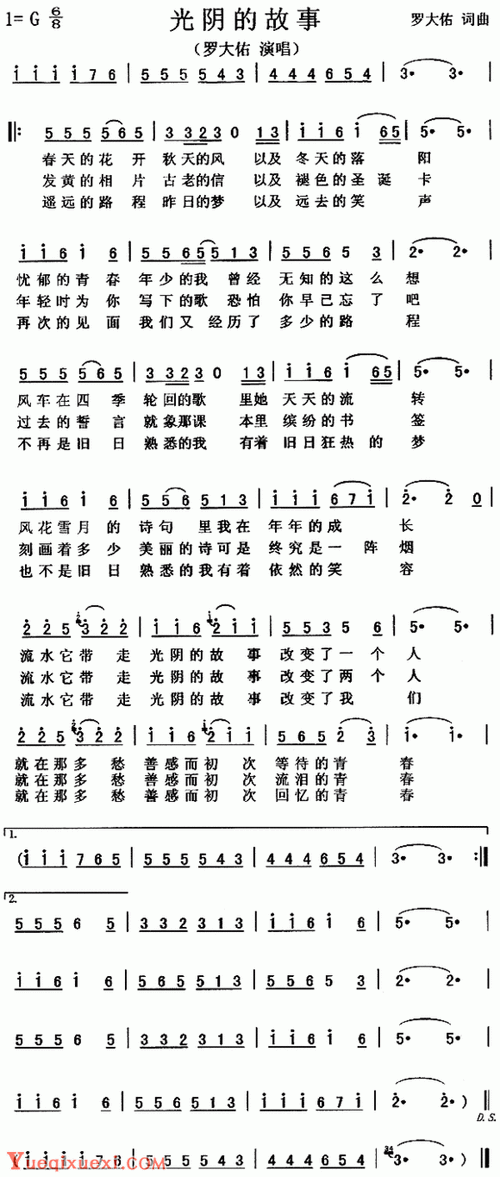 口风琴入门简谱【光阴的故事】 - 乐器教程网