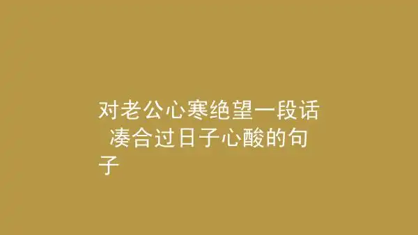 对老公心寒绝望一段话凑合过日子心酸的句子