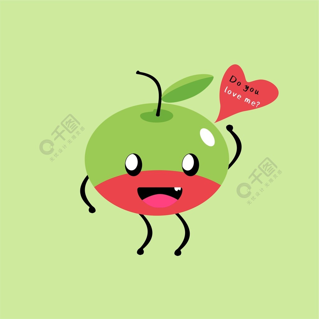 印花矢量图 卡通 水果 苹果 拟人 免费素材