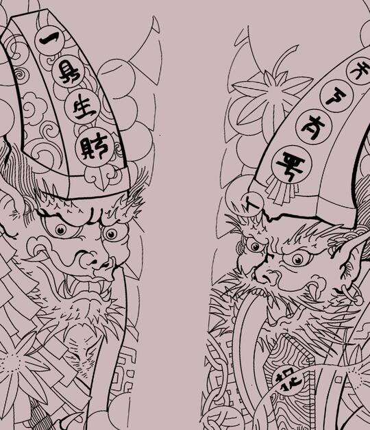 黑白无常满背纹身图片_小红书