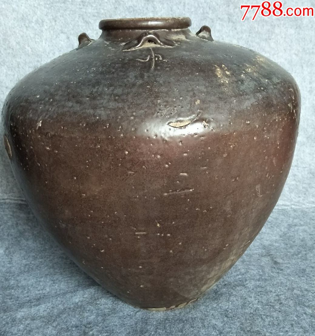 明清老陶瓷器皿-清代四系酒坛-有个古字款--高25厘米_价格899元_第1张