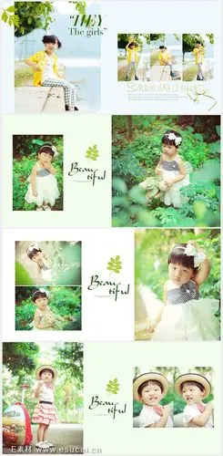 儿童psd模板2018影楼外景方版宝宝照片相册排版模板画册设计素材