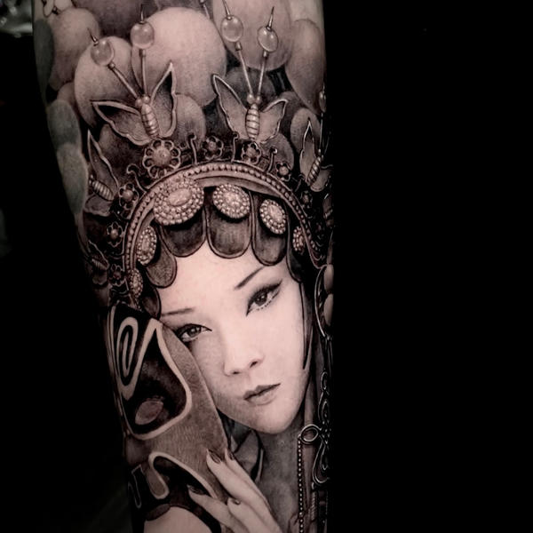 花旦这条花臂历经三年终于是完_纹身吧社区 - 纹身大咖