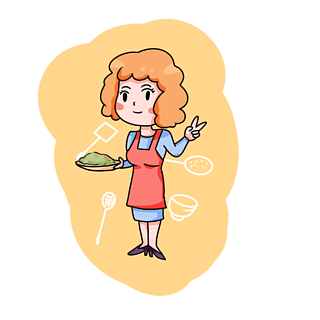 卡通妈妈大厨做饭png透明底