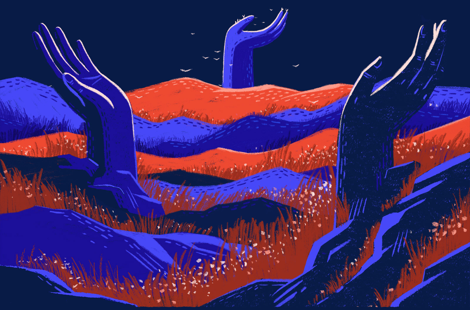 千万别被甲爸发现,红蓝配色也可以这么酷炫|插画师|远山|插画_新浪