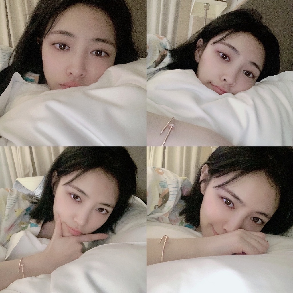 许佳琪甜美素颜睡前自拍美照图片12