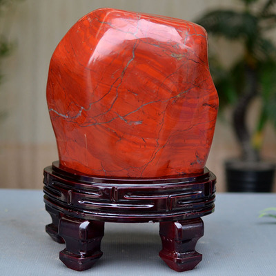 天然南非红碧玉观赏红石头鸡血奇石办公室桌家居客厅镇宅原石摆件