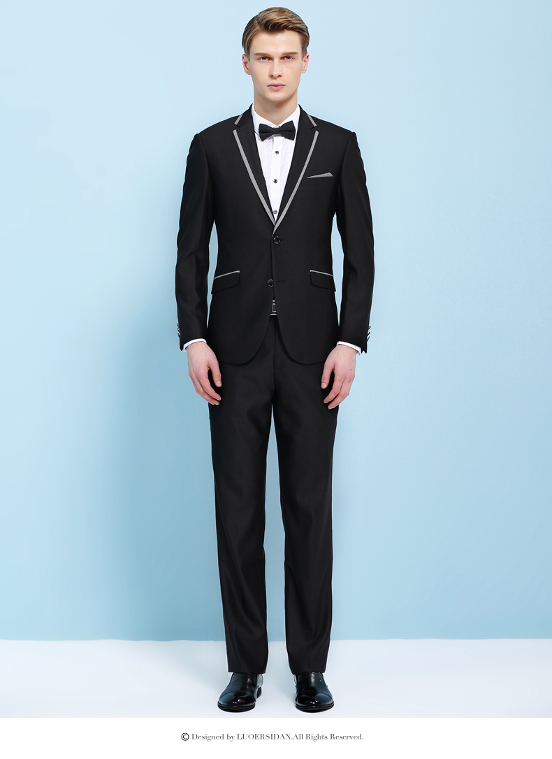 洛尔斯丹西服套装男士韩版修身结婚礼服套装 新郎西服 主持人西装