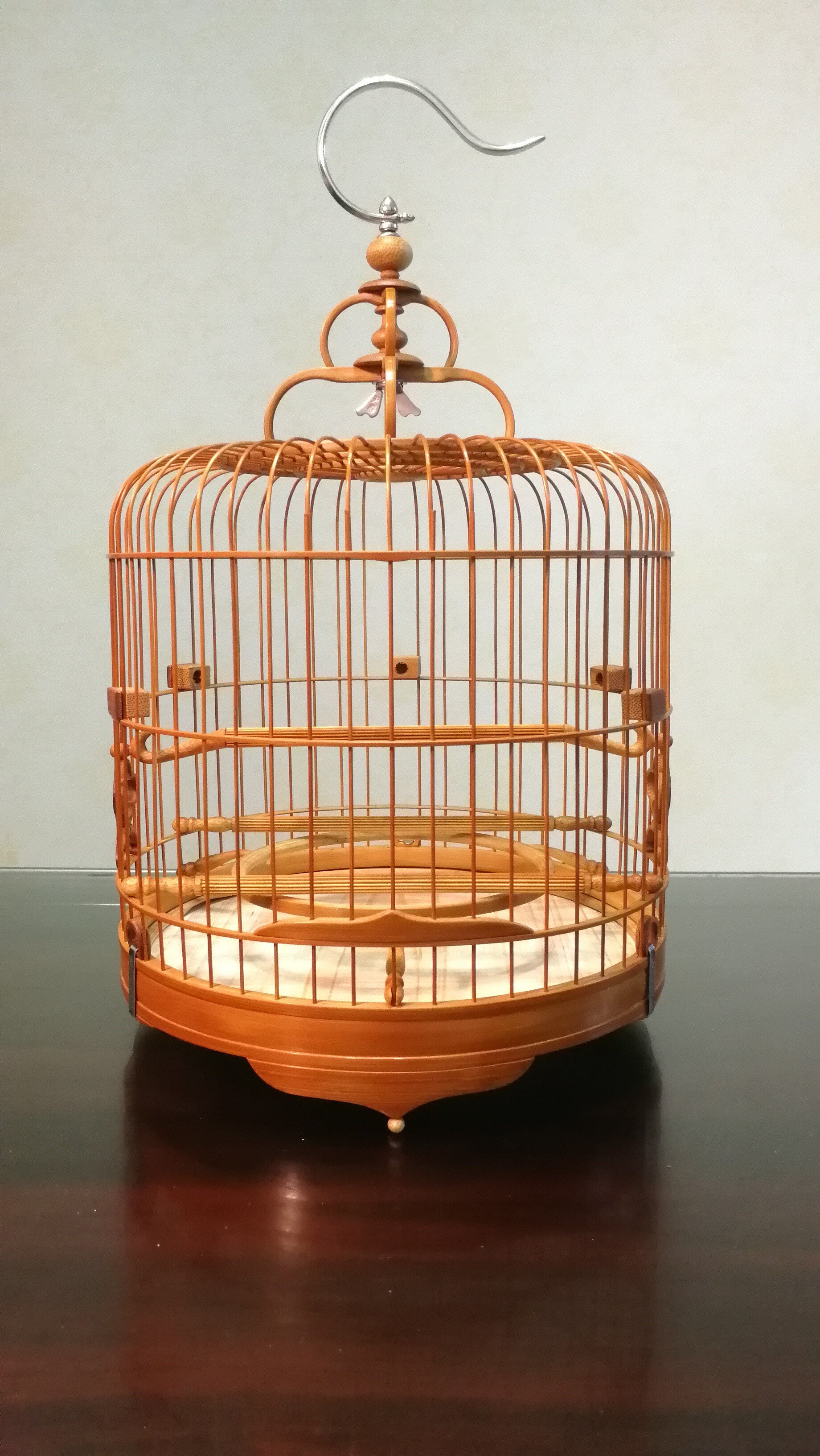 绣眼虾笼鸟笼48支52支广式10年竹料带青制作笼子