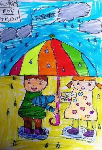 卢龙画室儿童画作品展————下雨啦