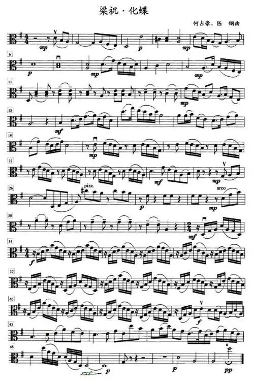 梁祝·化蝶_小提琴谱_搜谱网