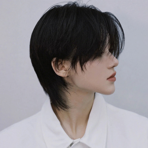 日系狼尾假发短发女通用帅气个性全头套发型自然网红鲻鱼头假发男