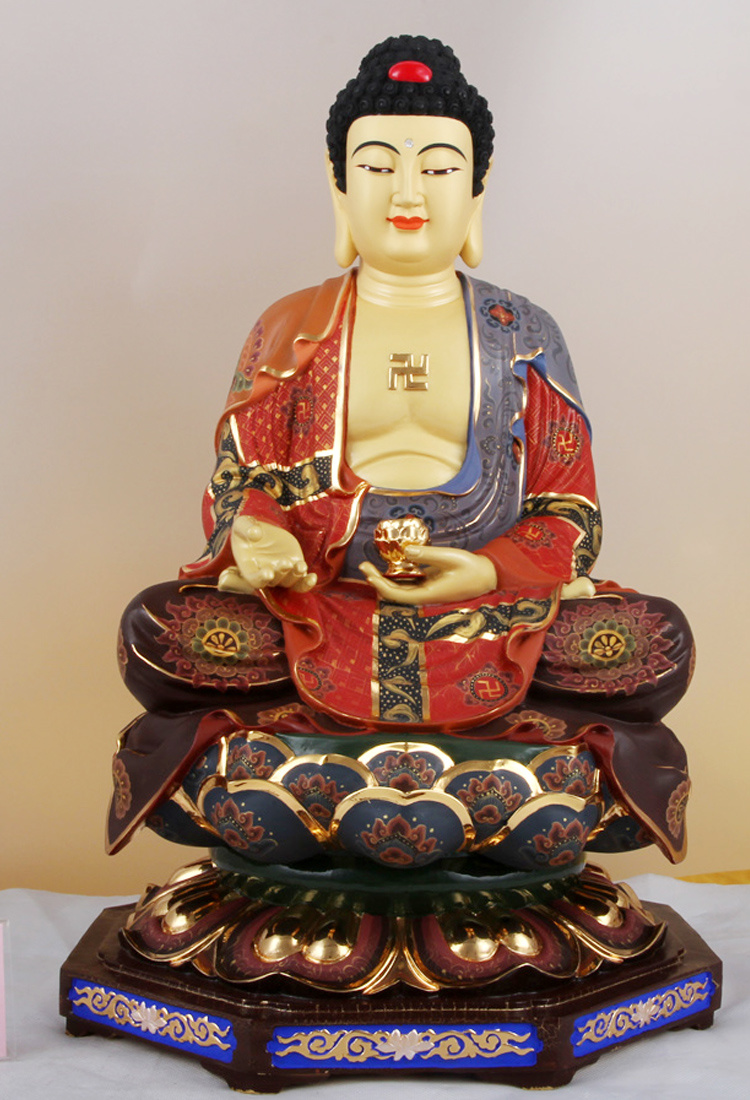 19寸阿弥陀佛(粉彩八角莲花座)_东莞市万发金铜工艺有限公司