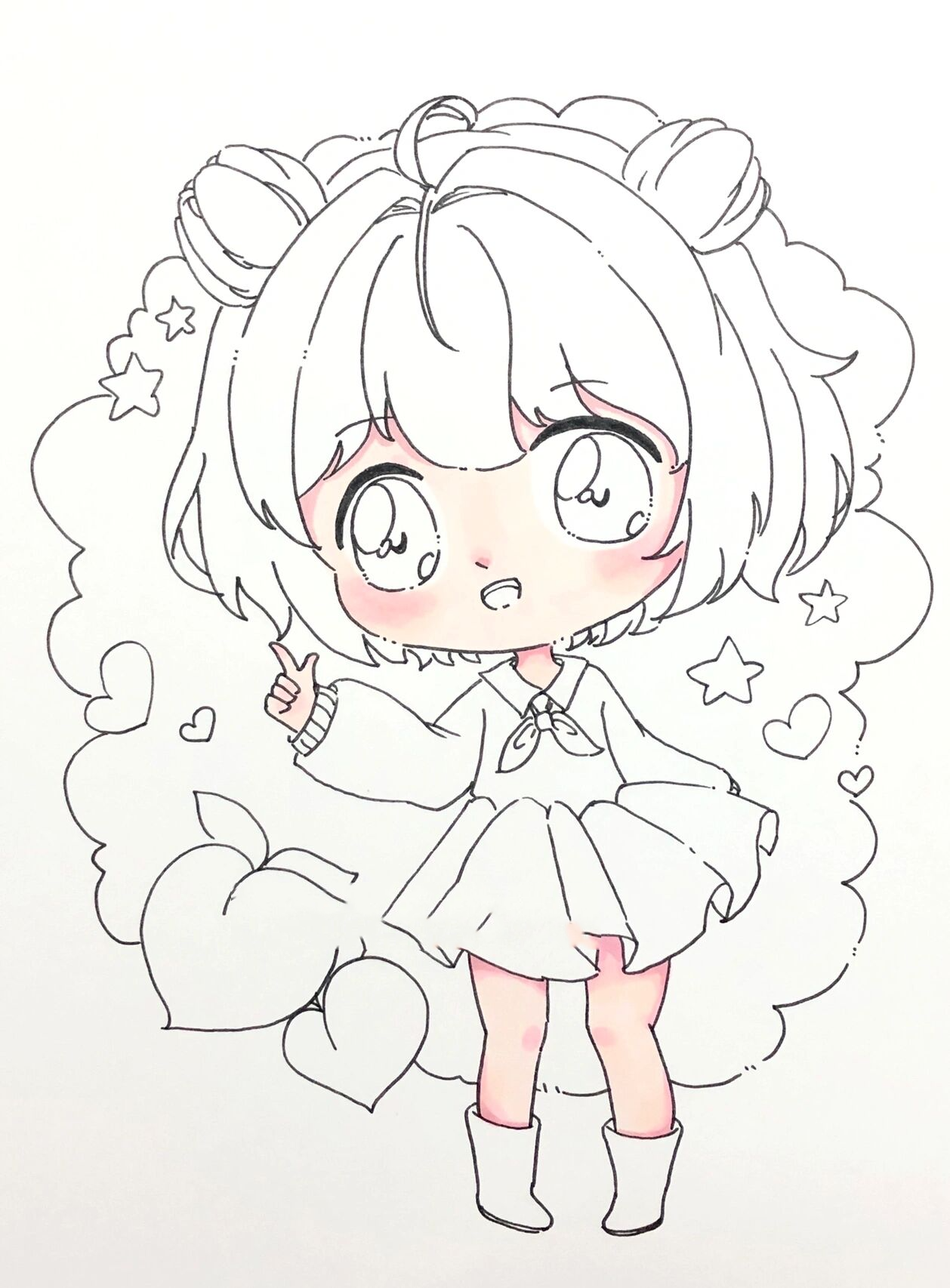 q版动漫|马克笔绘画|线稿上色 临摹请哎特我哦