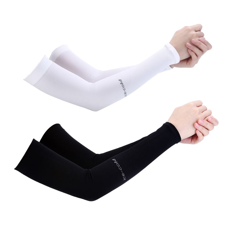 冰袖防晒袖套冰丝手袖女男手套夏季手袖护臂黑色开车骑行