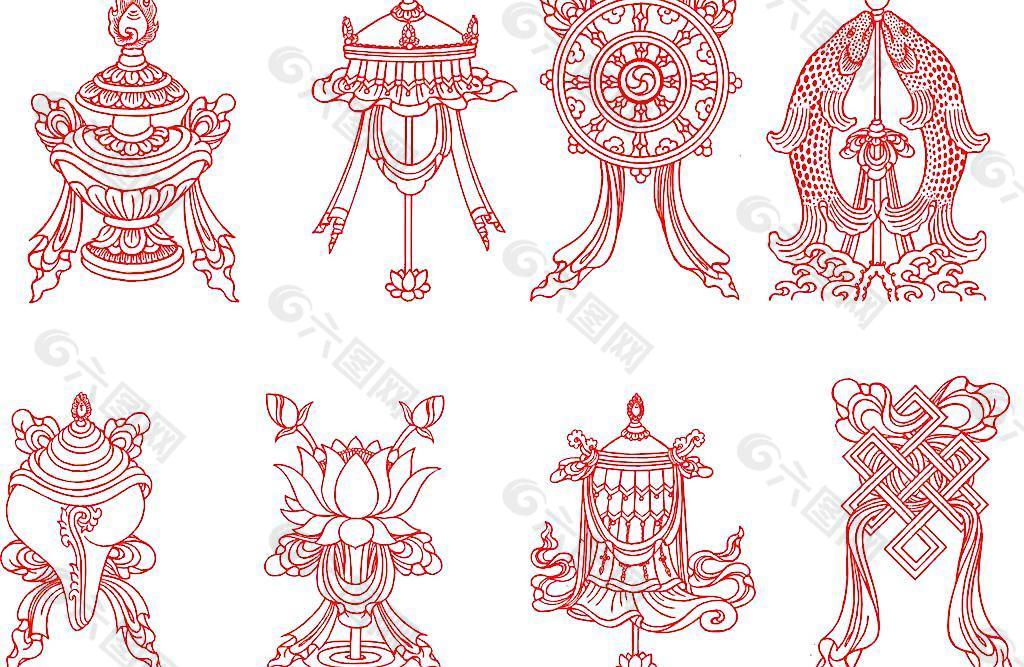 藏式八宝图图片